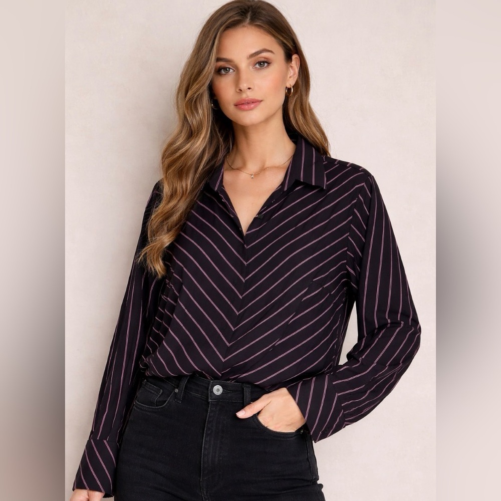 Lane Bryant women’s striped button‎ down shirt 14-16